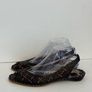 Pikolinos Women’s Black Woven Leather Slingback Sandals - 41 (9.5)